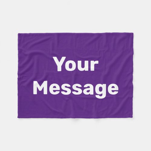 Simple Purple and White Text Your Message Template Fleece Blanket