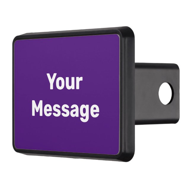 Simple Purple and White Write Your Message Text Hitch Cover (Left)