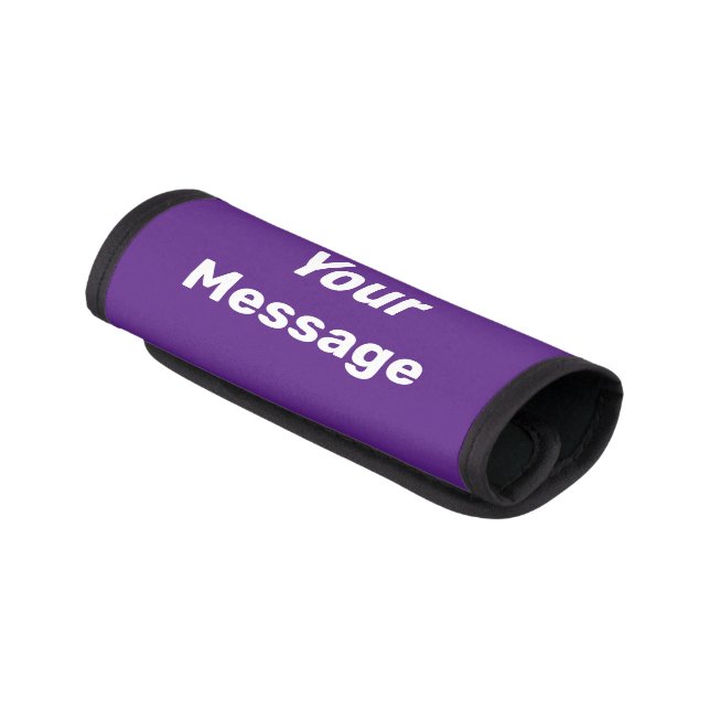 Simple Purple and White Your Message Text Template Luggage Handle Wrap (Angled)