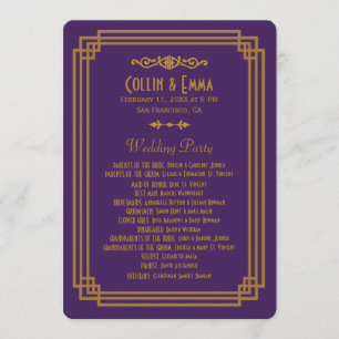 Simple Purple Art Deco Wedding Programs
