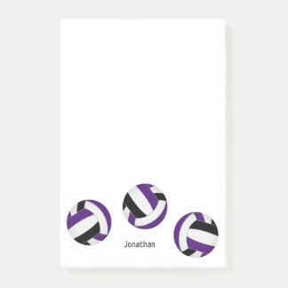 simple purple black volleyballs w athlete name post-it notes