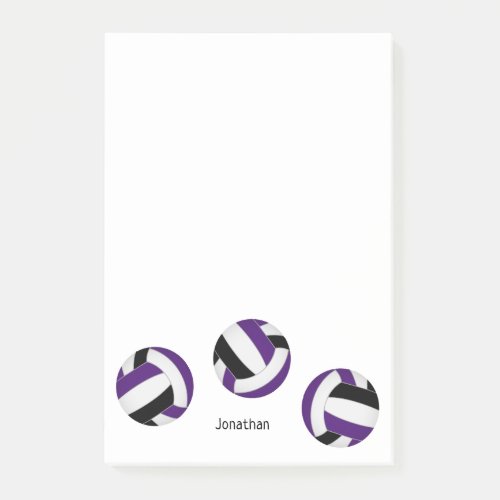 simple purple black volleyballs w athlete name post_it notes