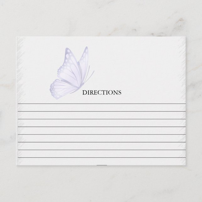 Simple Purple Butterfly Recipe Cards (Front)