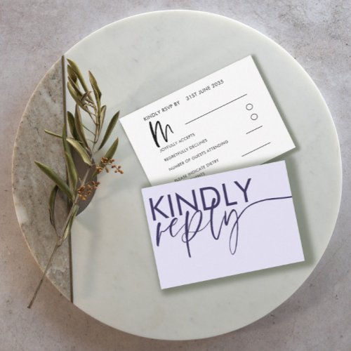 Simple Purple Calligraphy Wedding RSVP