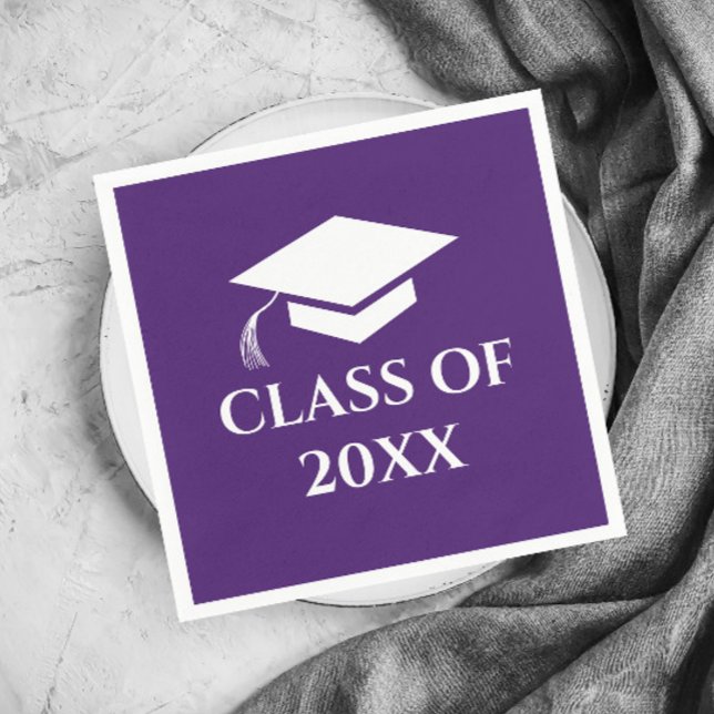 Simple Purple Class of Graduation Year Napkins (Simple Purple Graduating Class Graduation Party Napkins.)
