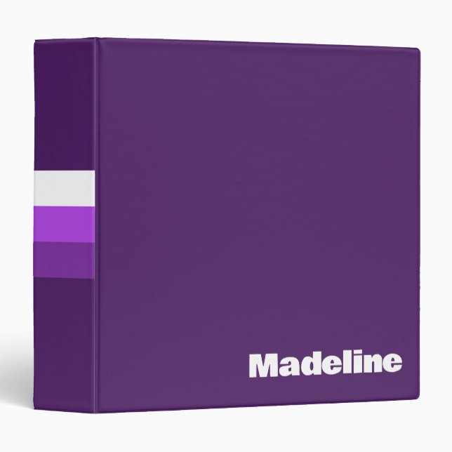 Simple Purple Color Block Name 3 Ring Binder (Front/Spine)