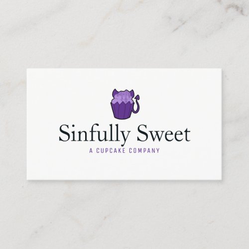 Simple Purple Devil Cupcake Business Card
