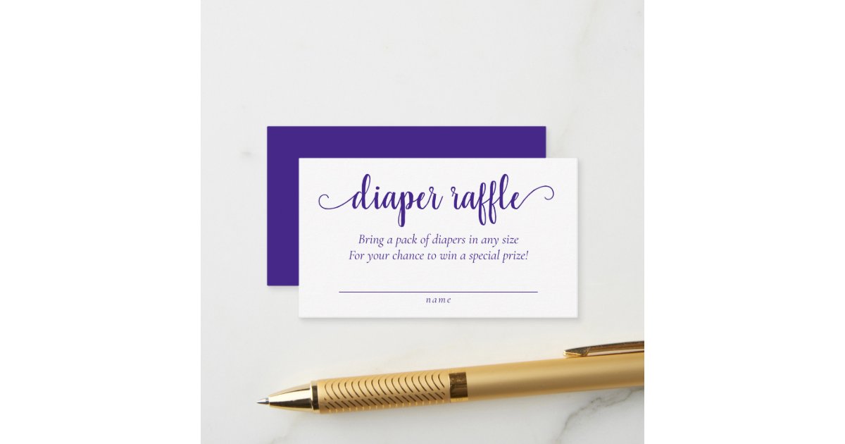 Simple Purple Diaper Raffle | Grape Baby Shower Enclosure Card | Zazzle