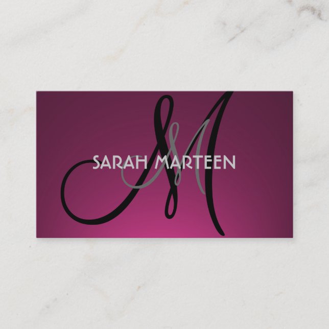 Simple purple fade monogram custom cards (Front)