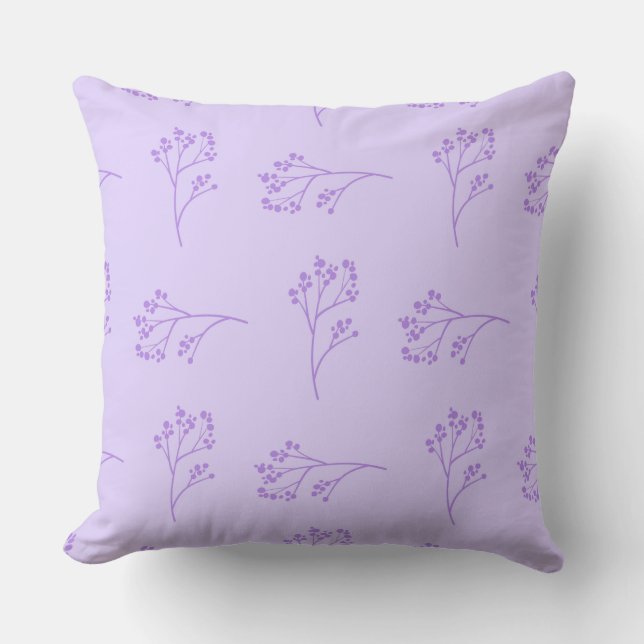 Simple Purple Floral Throw Pillow (Front)