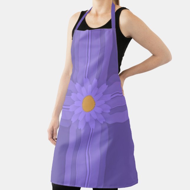 Simple Purple Flower on Cross Modern Apron (Insitu)