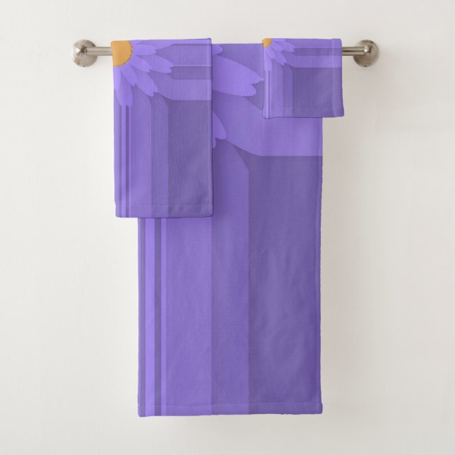 Simple Purple Flower on Cross Modern Bath Towel Set (Insitu)