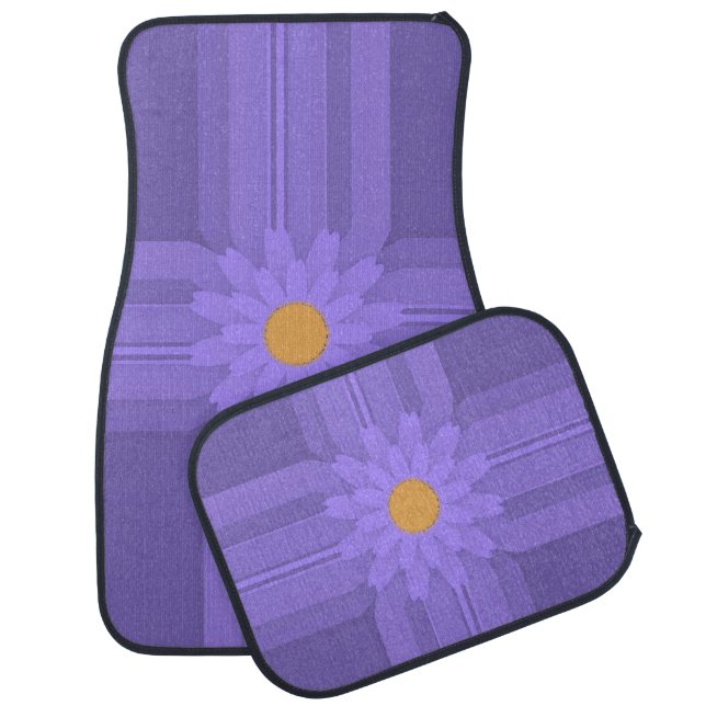 Simple Purple Flower on Cross Modern Car Floor Mat (Set)