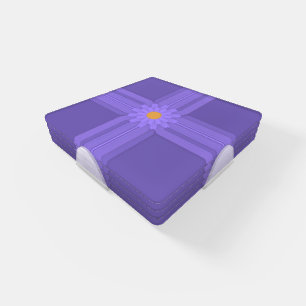 Simple Purple Flower on Cross Modern Coaster Set