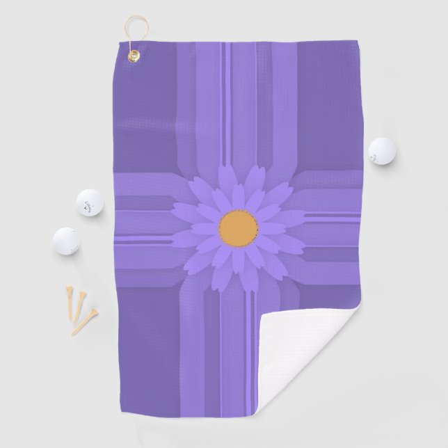 Simple Purple Flower on Cross Modern Golf Towel (InSitu)