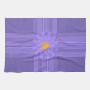 Simple Purple Flower on Cross Modern Kitchen Towel