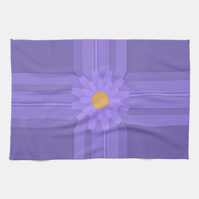 Simple Purple Flower on Cross Modern Kitchen Towel (Horizontal)
