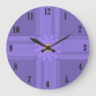 Simple Purple Flower on Cross Modern Large Clock