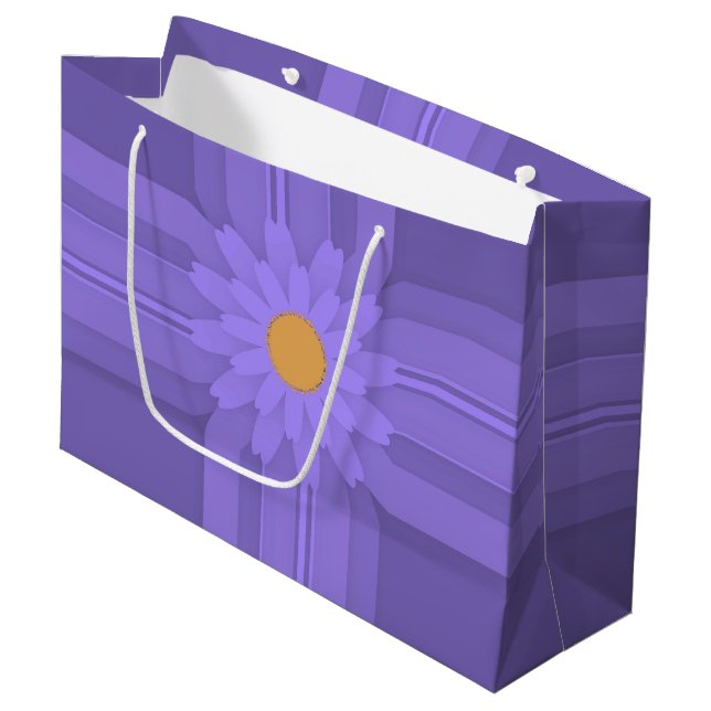 Simple Purple Flower on Cross Modern Large Gift Bag (Front Angled)