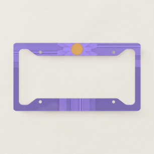Simple Purple Flower on Cross Modern License Plate Frame