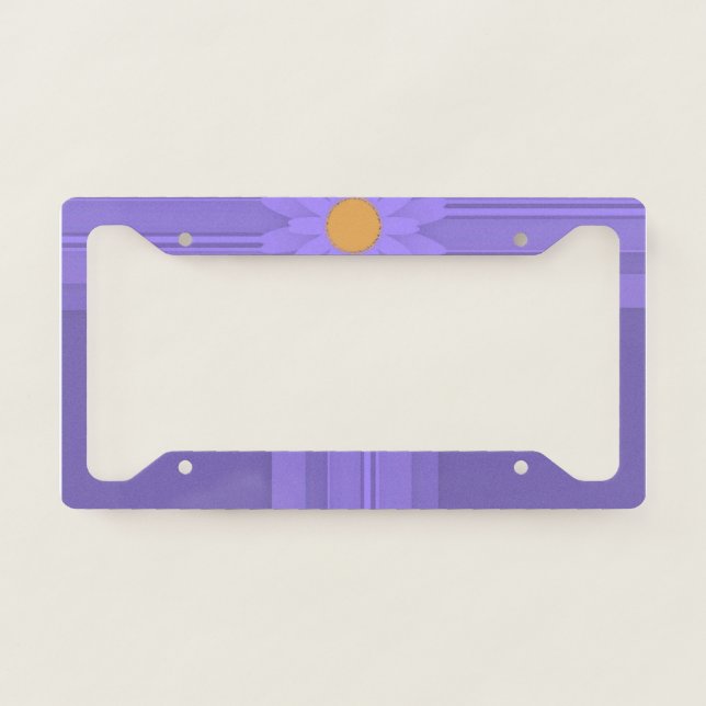 Simple Purple Flower on Cross Modern License Plate Frame (Front)