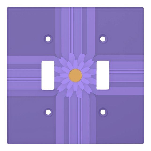 Simple Purple Flower on Cross Modern Light Switch Cover (Front)