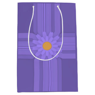 Simple Purple Flower on Cross Modern Medium Gift Bag