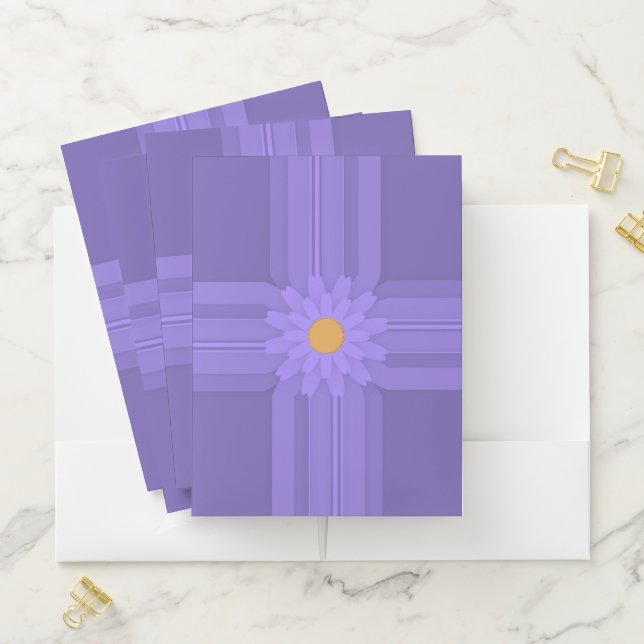 Simple Purple Flower on Cross Modern Pocket Folder (In Situ)