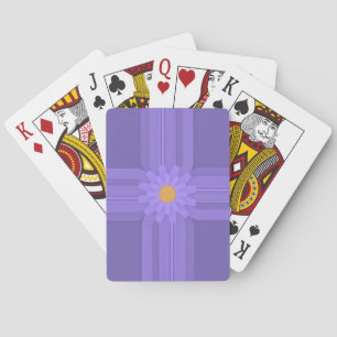 Simple Purple Flower on Cross Modern Poker Cards