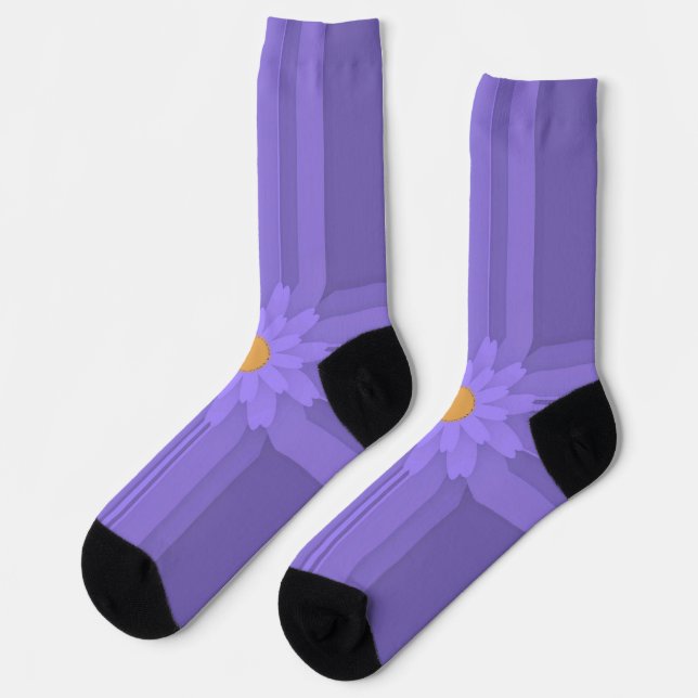 Simple Purple Flower on Cross Modern Socks (Left)