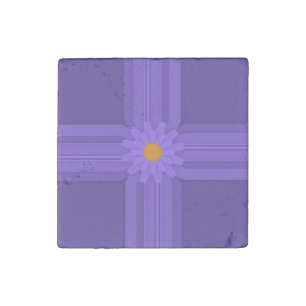 Simple Purple Flower on Cross Modern Stone Magnet