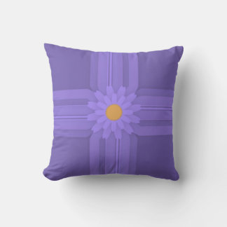 Simple Purple Flower on Cross Modern Throw Pillow