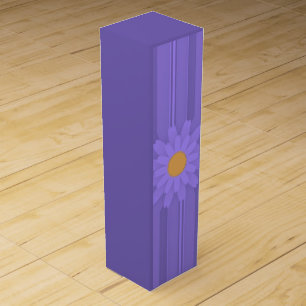 Simple Purple Flower on Cross Modern Wine Box