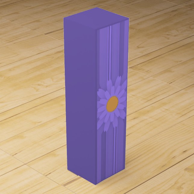 Simple Purple Flower on Cross Modern Wine Box (Front)