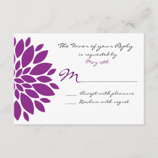 Simple Purple Flower Wedding RSVP Reply Card