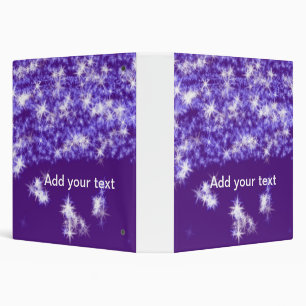 Simple purple glitter sparkle stars add your text 3 ring binder