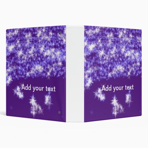 Simple purple glitter sparkle stars add your text  3 ring binder