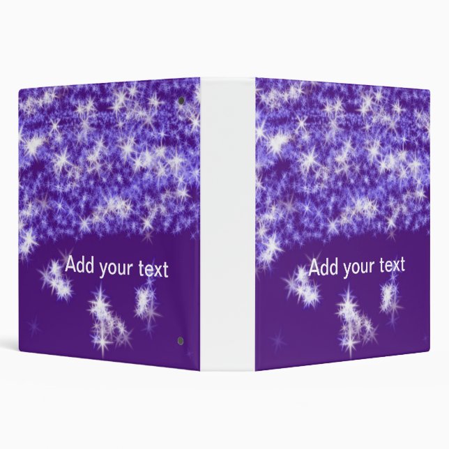 Simple purple glitter sparkle stars add your text  3 ring binder (Background)