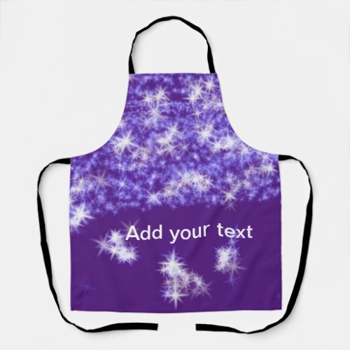 Simple purple glitter sparkle stars add your text  apron