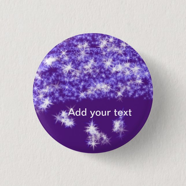 Simple purple glitter sparkle stars add your text  button (Front)