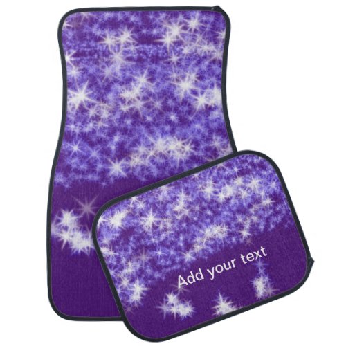 Simple purple glitter sparkle stars add your text  car floor mat