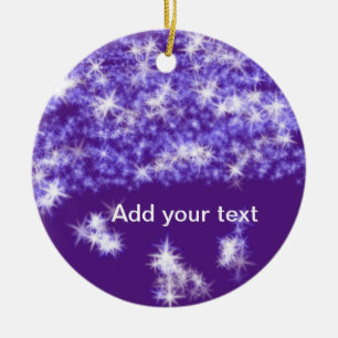 Simple purple glitter sparkle stars add your text ceramic ornament