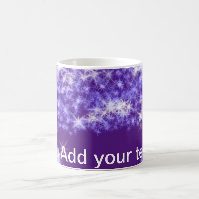 Simple purple glitter sparkle stars add your text  coffee mug (Center)