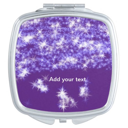 Simple purple glitter sparkle stars add your text  compact mirror