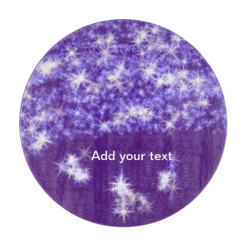 Simple purple glitter sparkle stars add your text  cutting board