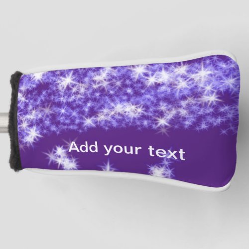 Simple purple glitter sparkle stars add your text  golf head cover