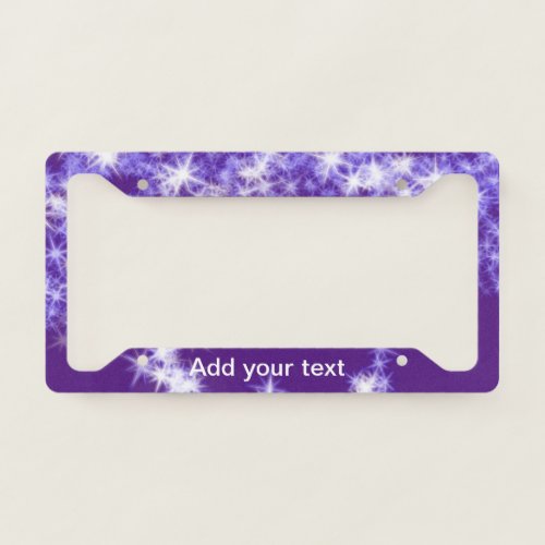 Simple purple glitter sparkle stars add your text  license plate frame