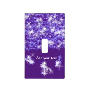 Simple purple glitter sparkle stars add your text light switch cover