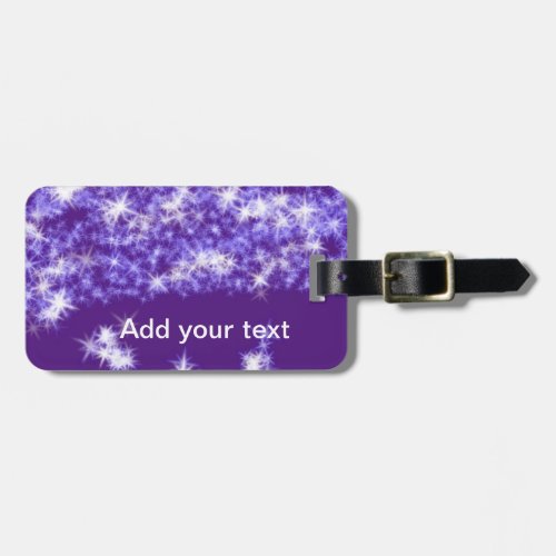 Simple purple glitter sparkle stars add your text  luggage tag