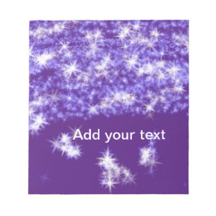 Simple purple glitter sparkle stars add your text notepad